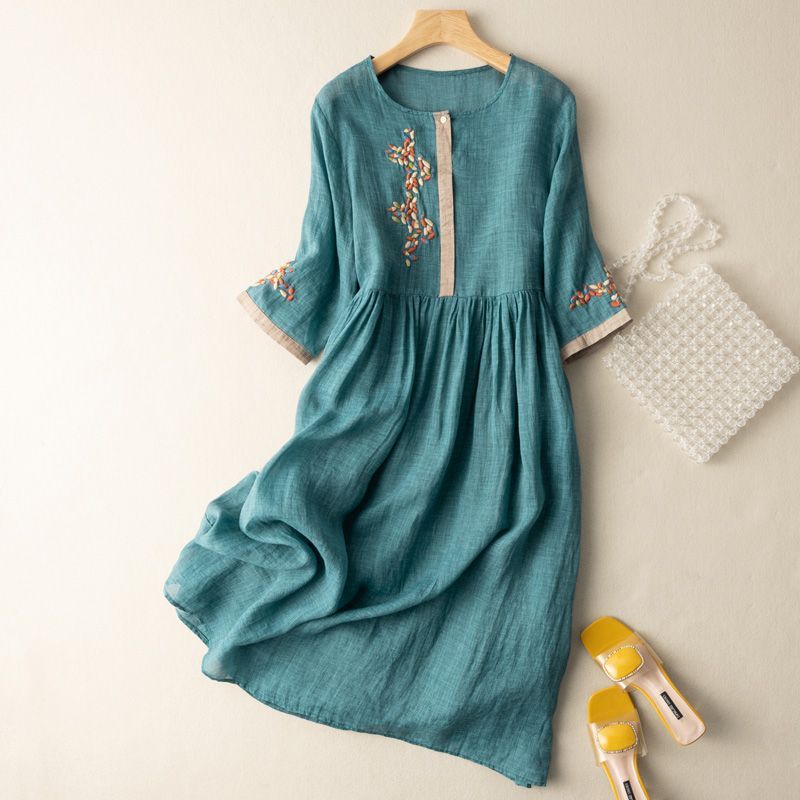 Elegant Floral Mid Length Dress - Olytrend