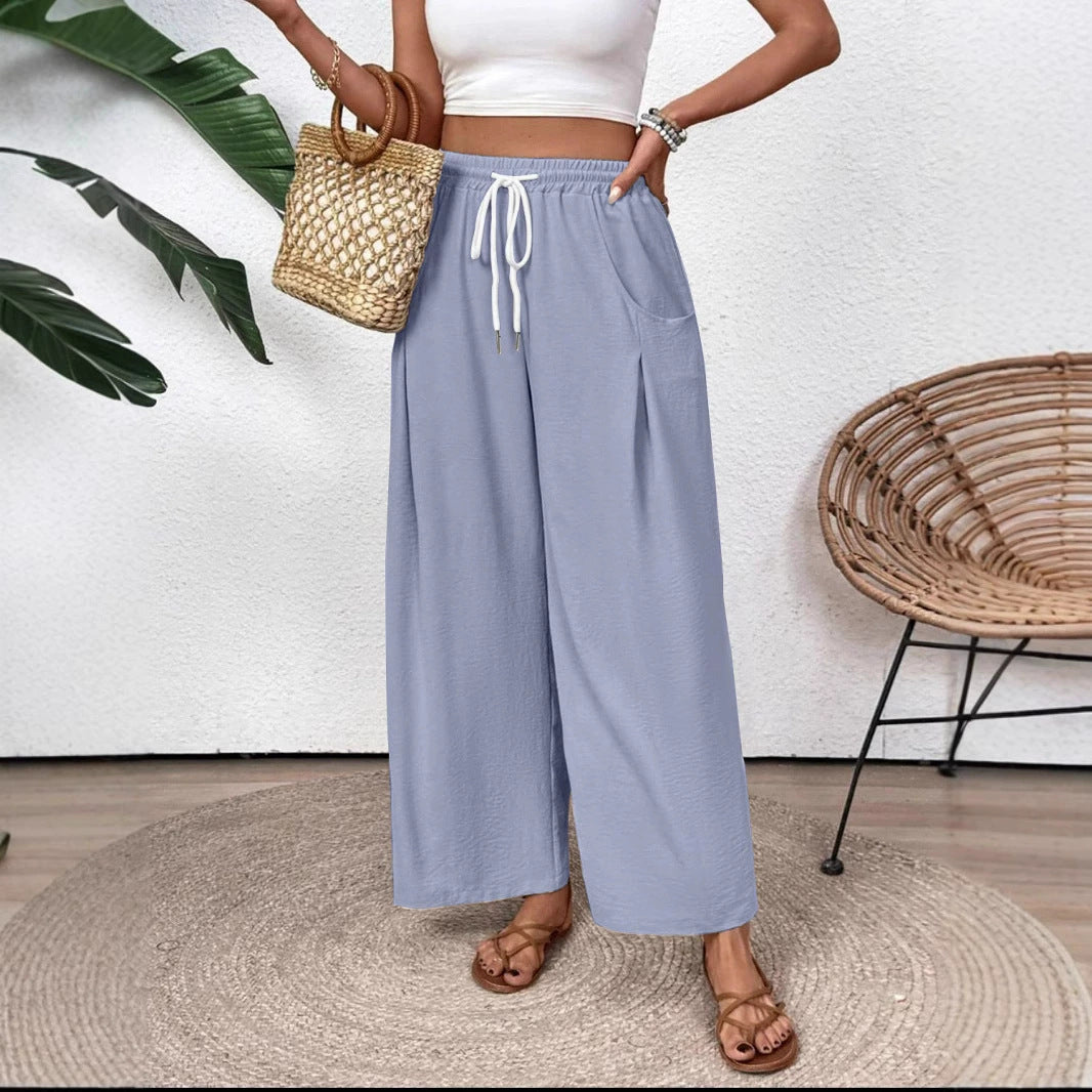 Comfortable Women's Full Length Elastic Waist Trousers