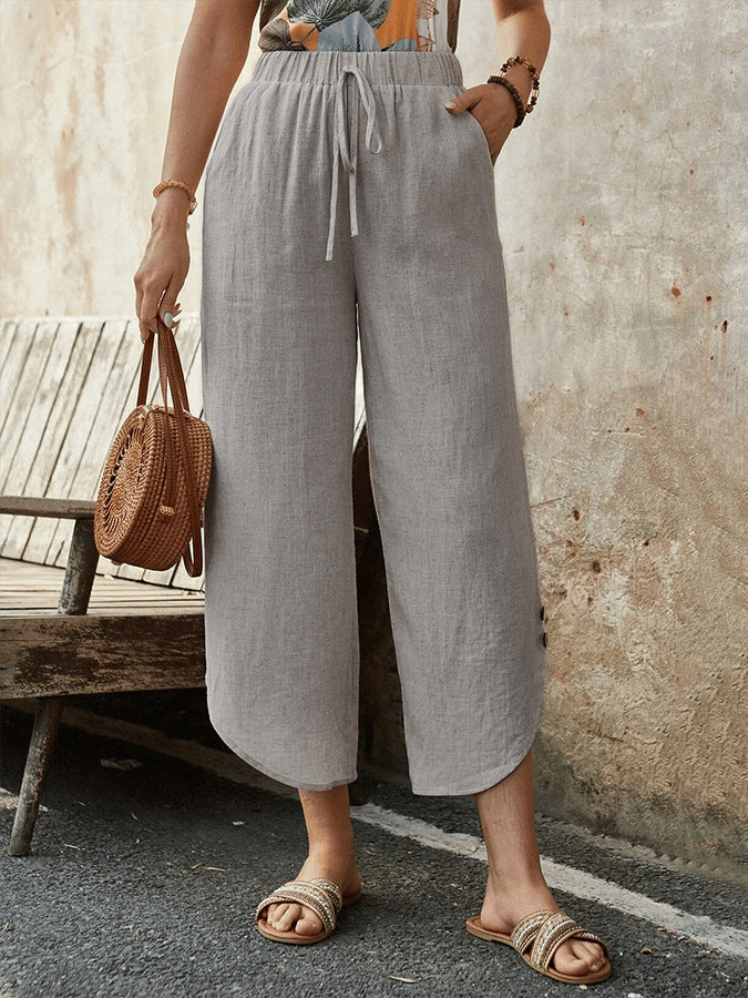 Comfortable High Waist Wide Leg Crop Pants