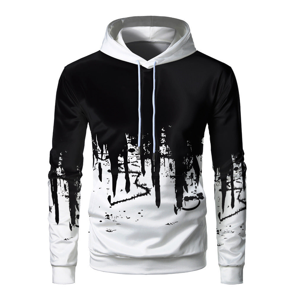 Relaxed Fit Mens Hoodie with Soft 3D Graphic Print