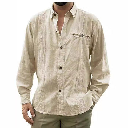 Casual Linen Shirt with Pocket for Men