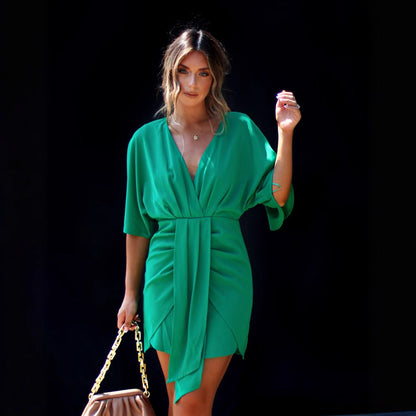 Casual V-Neck Mini Skater Dress for Women
