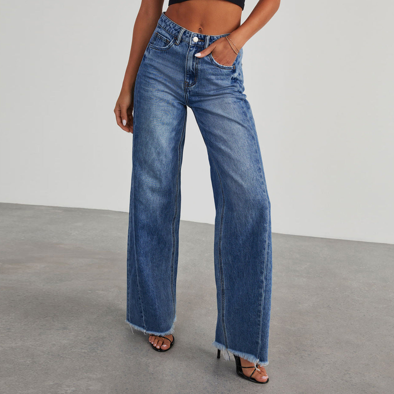Women's Loose Fit Dark Denim Jeans