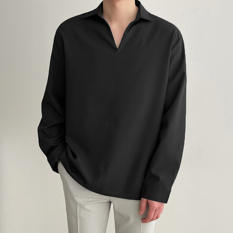 Relaxed Fit Men's V Neck Casual Shirt