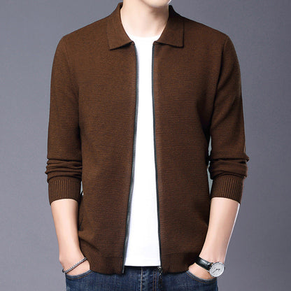 Men's Slim Fit Wool Zip Cardigan