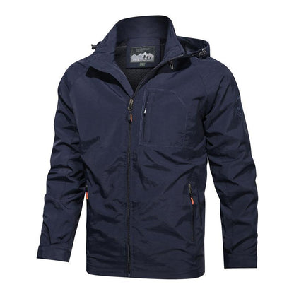 Waterproof Men's Hooded Jacket with Zip Pockets