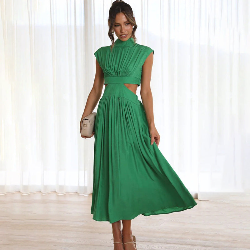 Women's Bodycon Midi Dress with Cut Out Waist Detail - Nocini