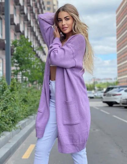 Cozy Open Front Long Cardigan with Pockets