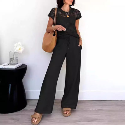 Ladies Casual Tee and Loose Fit Pants Set