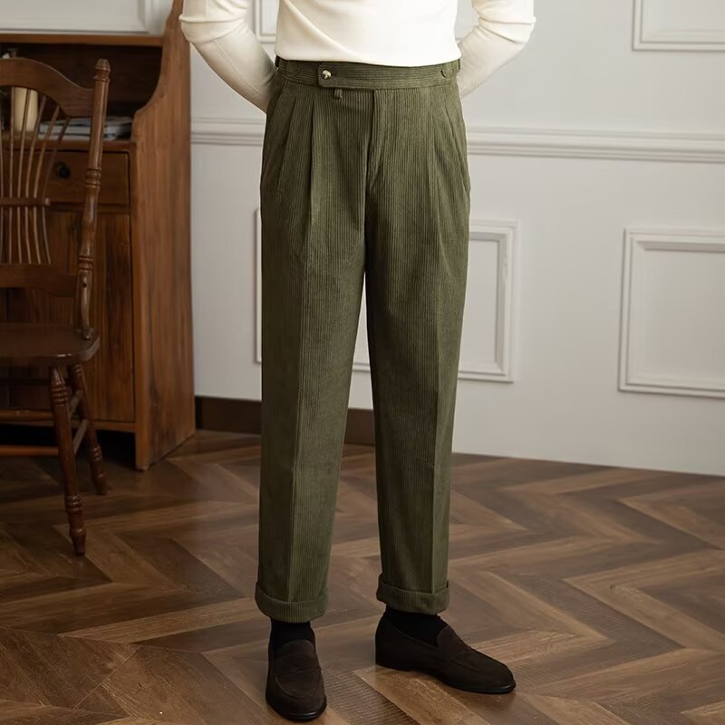 Classic High Waisted Corduroy Straight Leg Pants