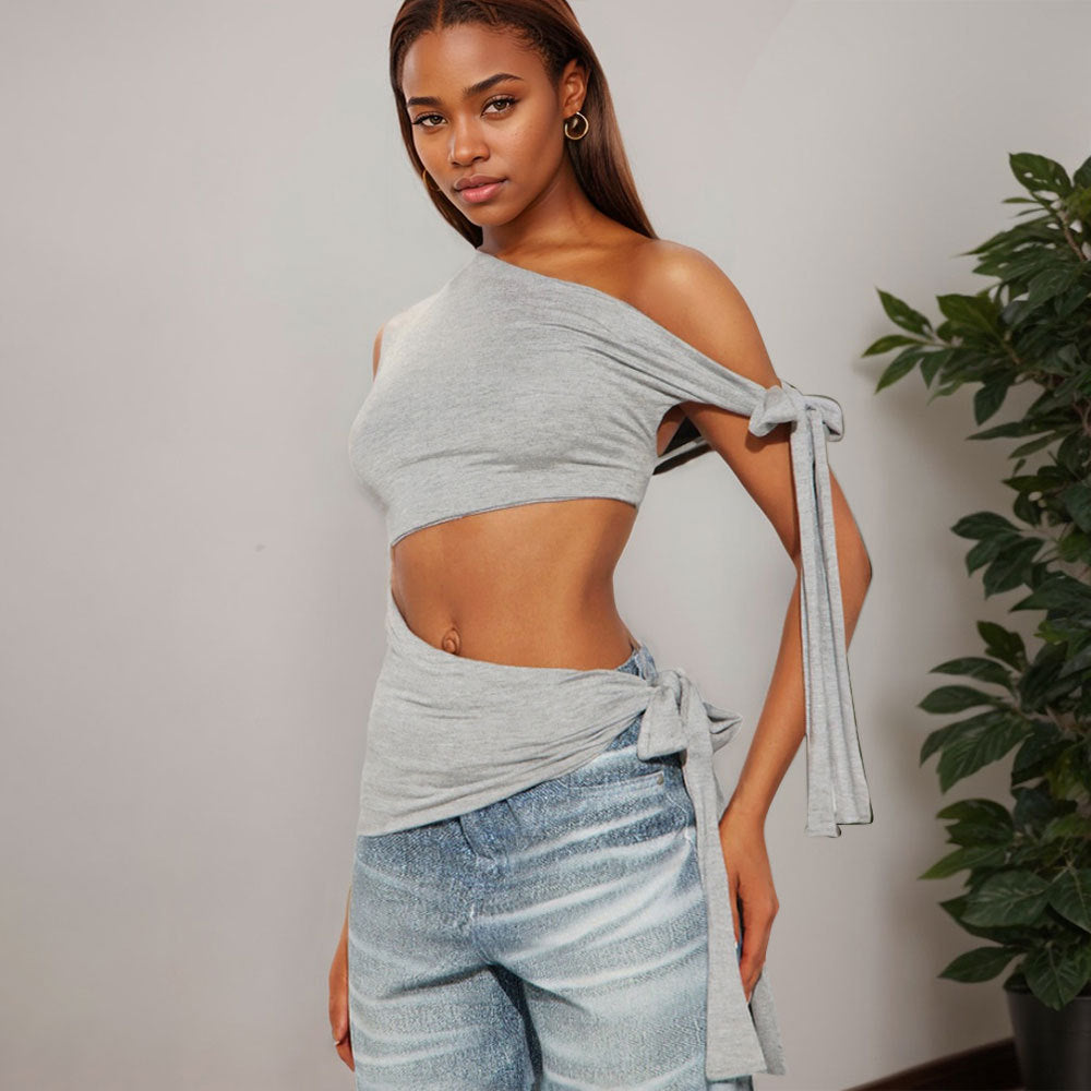Fashionable One Shoulder Crop Top for Women - Nocini