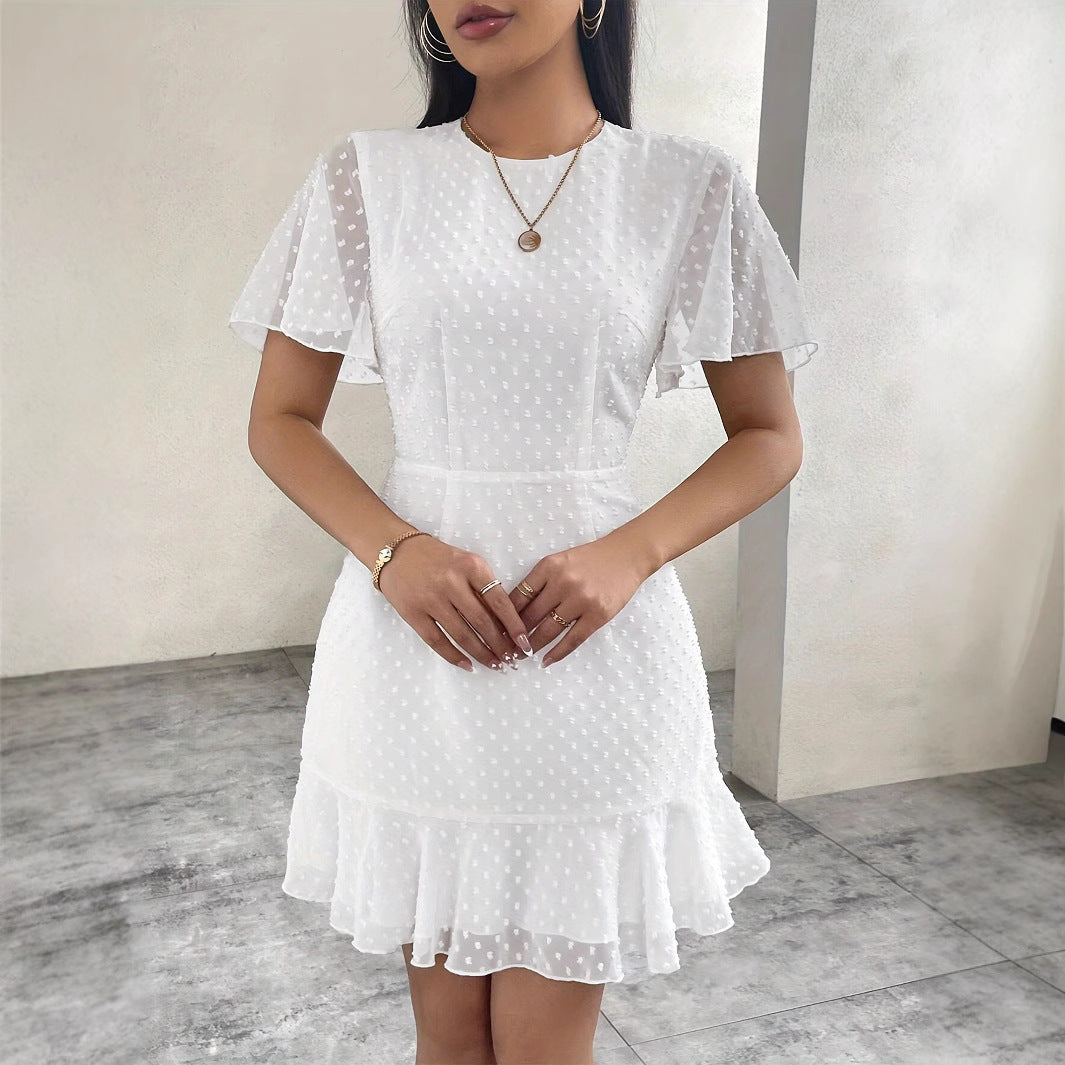 Women's Mini A-Line Dress with Ruffled Sleeves