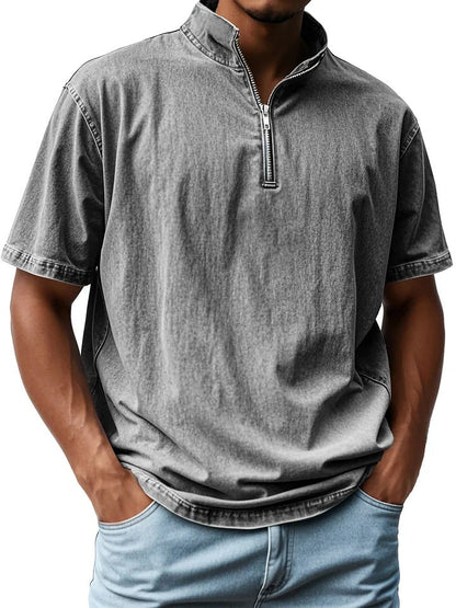 Men's Slim Fit Short Sleeve Zip Shirt