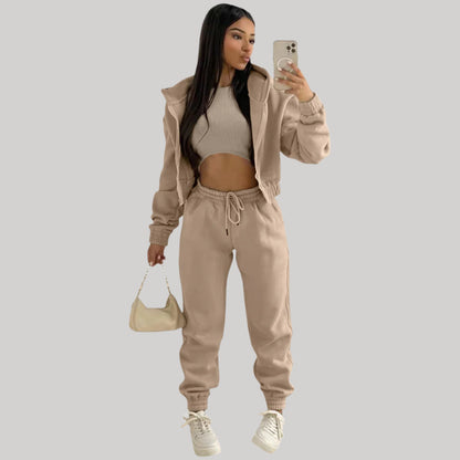 Ladies Comfortable Sporty 3 Piece Tracksuit Set