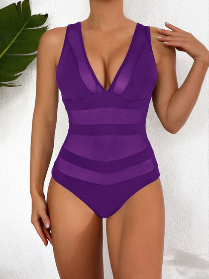 Women's Slim Fit One Piece Swimsuit Deep V Neck