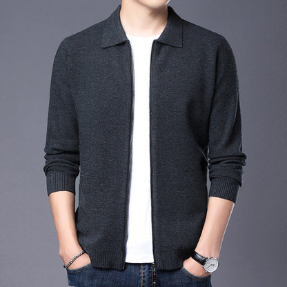Men's Slim Fit Wool Zip Cardigan