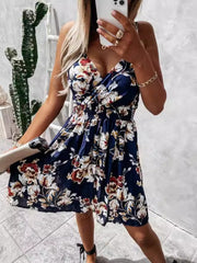 Women's Floral Sleeveless Wrap Dress