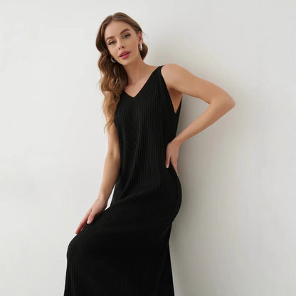 Loose Fit V Neck Summer Maxi Dress - Nocini