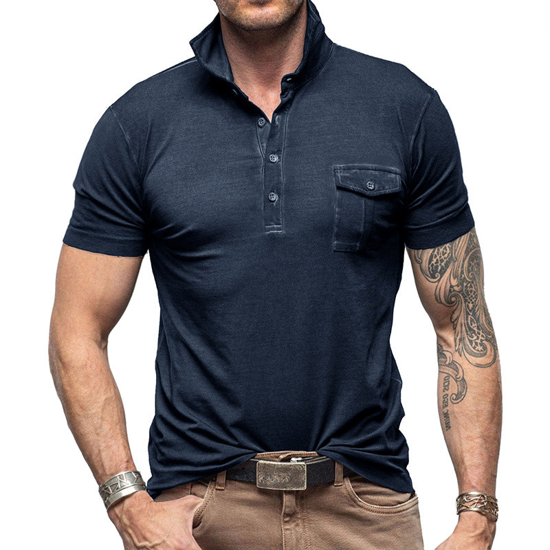 Slim Fit Men's Breathable Polo Shirt with Pocket