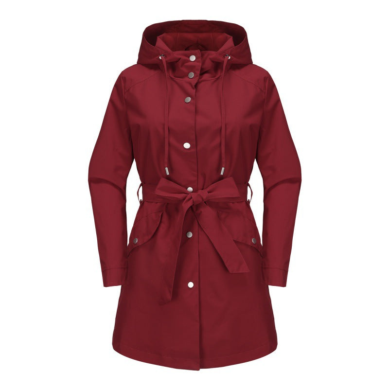 Casual Water-Repellent Ladies Trench Coat with Hood - Nocini