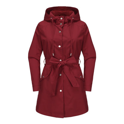 Casual Water-Repellent Ladies Trench Coat with Hood - Nocini
