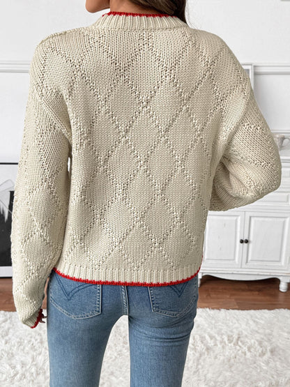Colorful Fish Print Cozy Knit Sweater