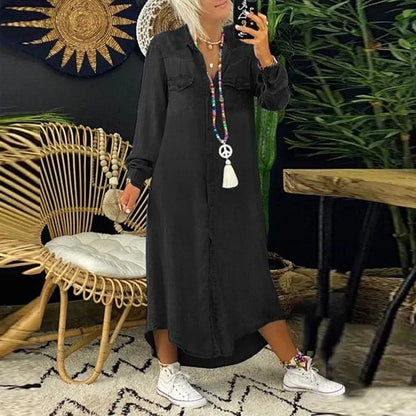 Casual Denim Midi Dress for Women