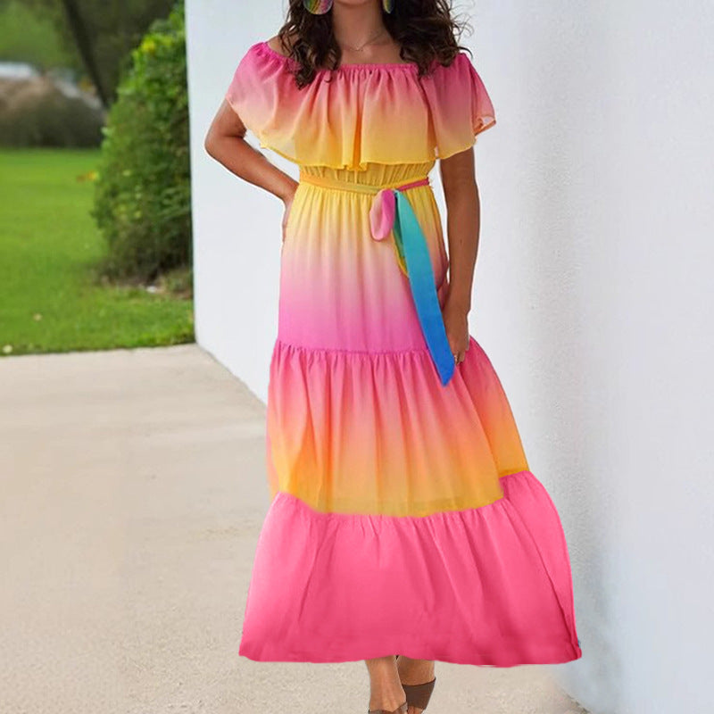 Sleeveless Mini Dress with Ruffled Waist and Airy Fabric