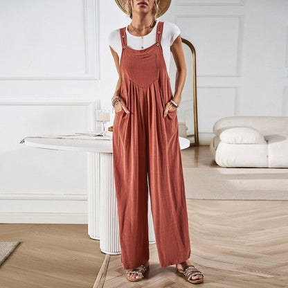 Loose Fit Women's Overalls with Adjustable Straps