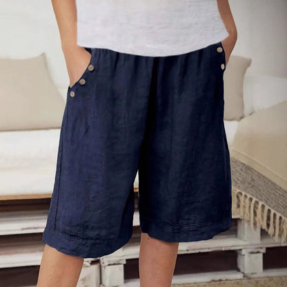 Comfortable Women's Knee Length Elastic Waist Shorts
