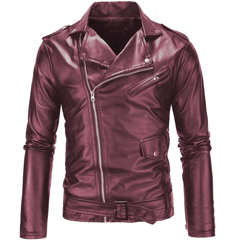 Classic Mens Genuine Leather Biker Jacket