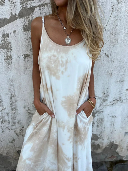 Comfy Women's Maxi Dress with Pockets and Adjustable Straps