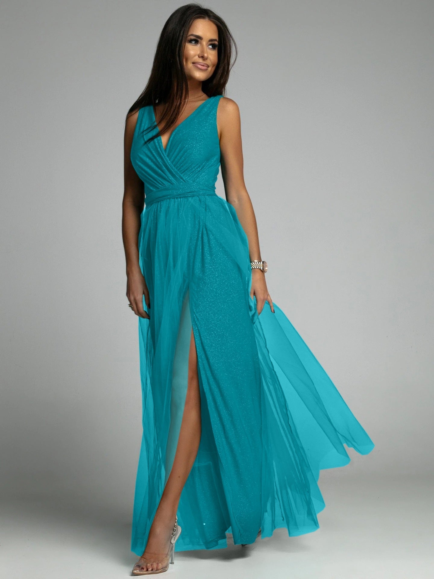 Sexy Women's Party Dress - Tight Fit - Low V Neck