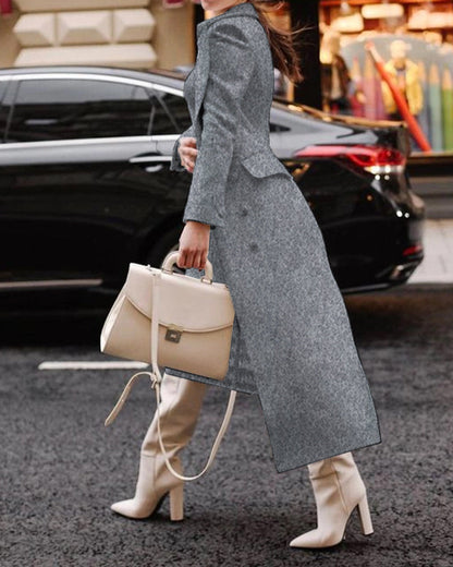 Classic Fit Women's Wool Coat Elegant Style - Nocini