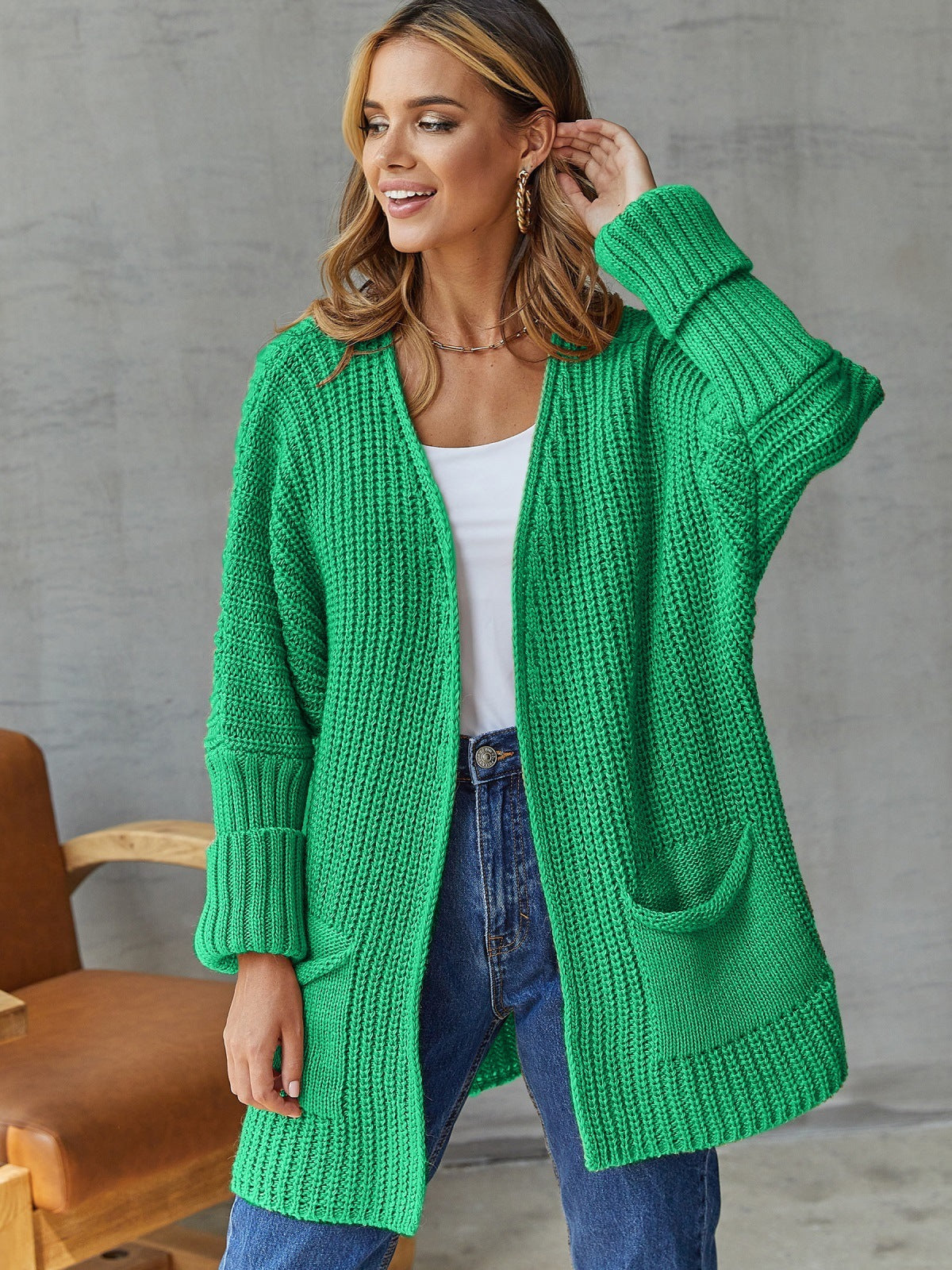 Cozy Oversized V-Neck Women's Cardigan Sweater