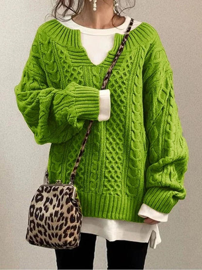 Cozy Women's Cable Knit Sweater Long Sleeve