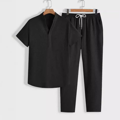 Men's Gym Set - Moisture Wicking Top - Elastic Pants