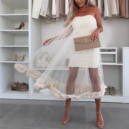 Sleeveless A-Line Midi Dress with Ruffled Hem