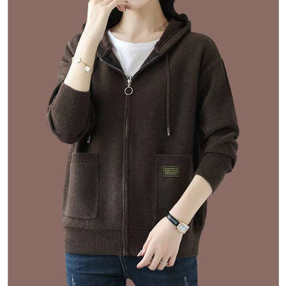 Soft Wool Zip Up Hooded Jacket for Daily Use