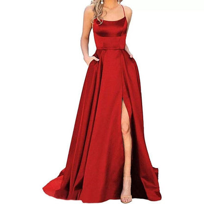 Elegant Women's A-Line Evening Dress with Spaghetti Straps