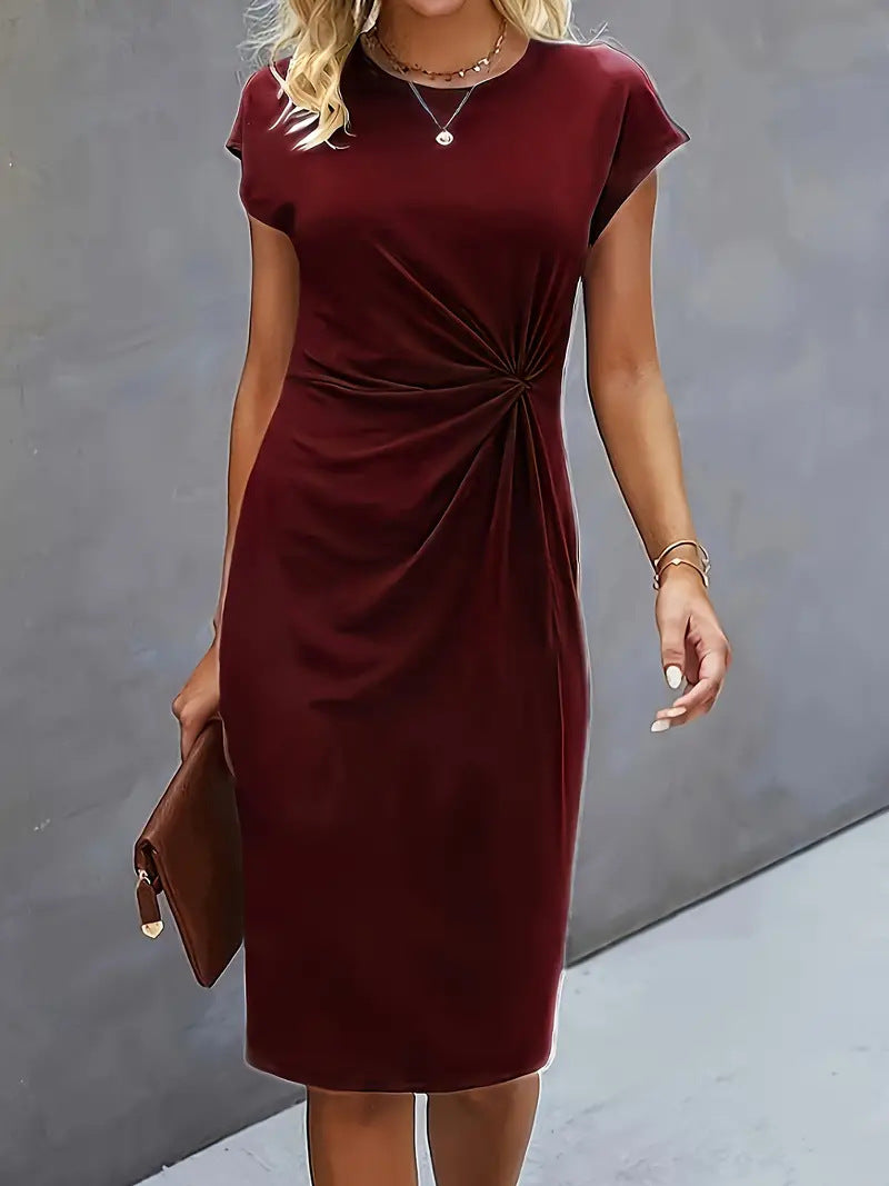 Fit and Flare Bodycon Mini Dress with Side Tie Detail