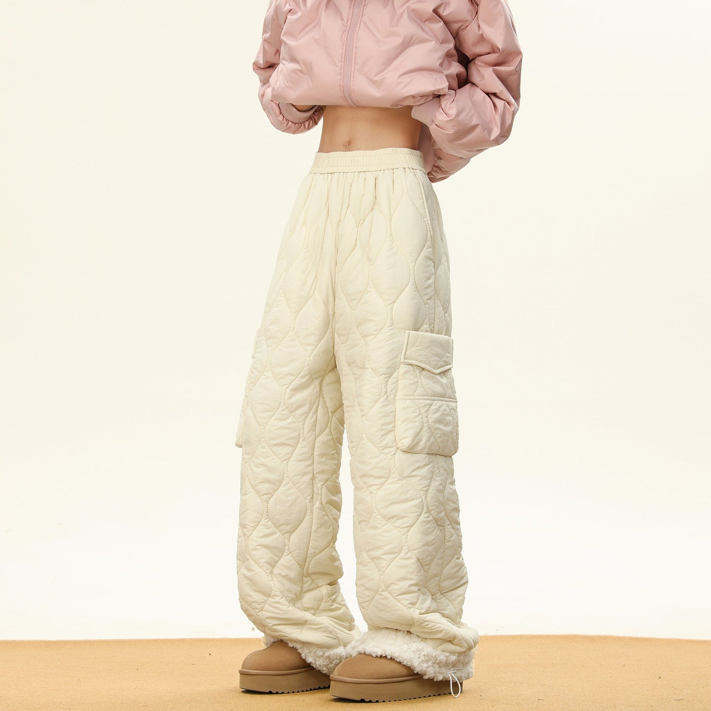 Comfortable Quilted Wide Leg Pants