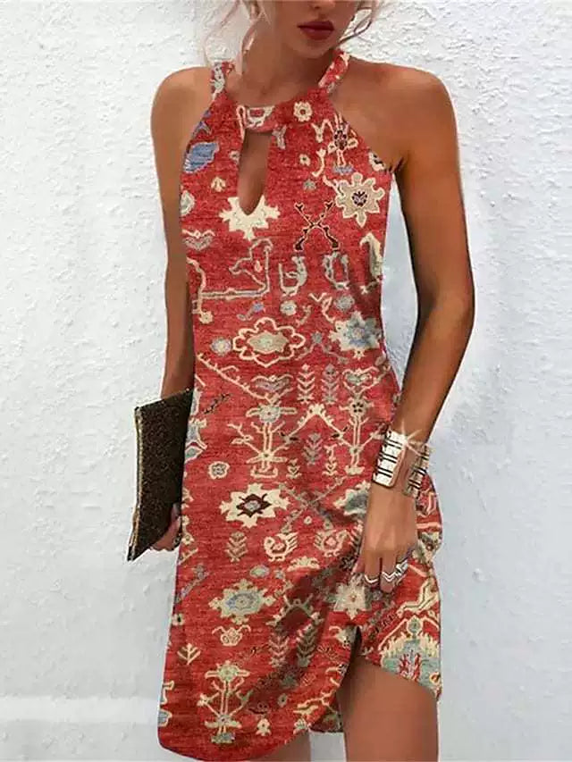 Casual Summer Halter Neck Mini Dress for Women