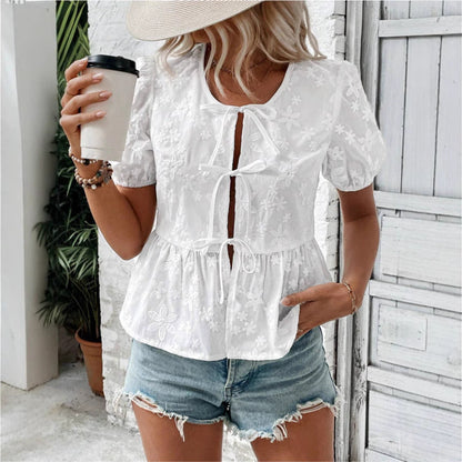 Ladies Floral Loose Fit Blouse with Ruffles
