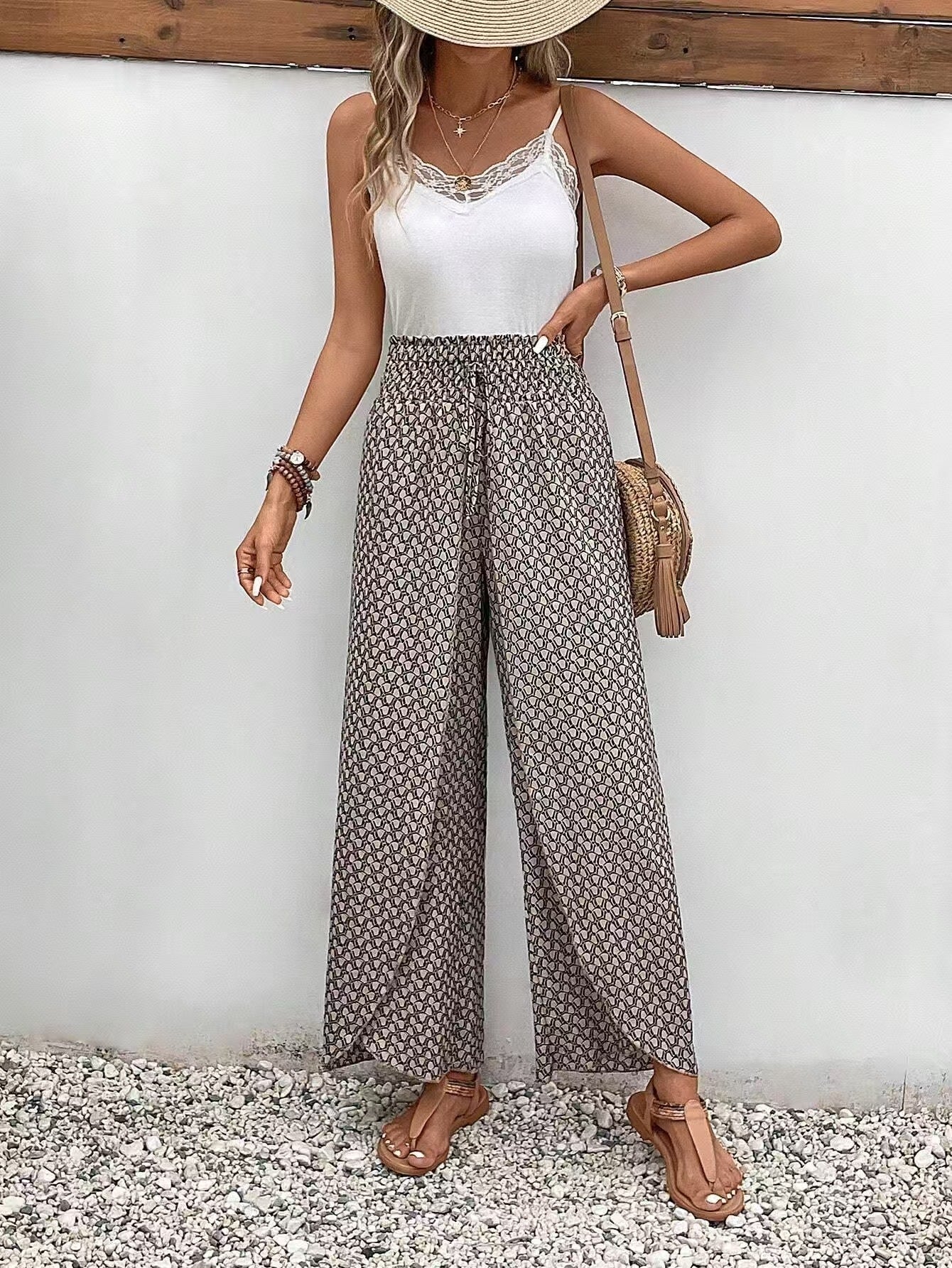 Comfortable Floral Print Wide Leg Pants