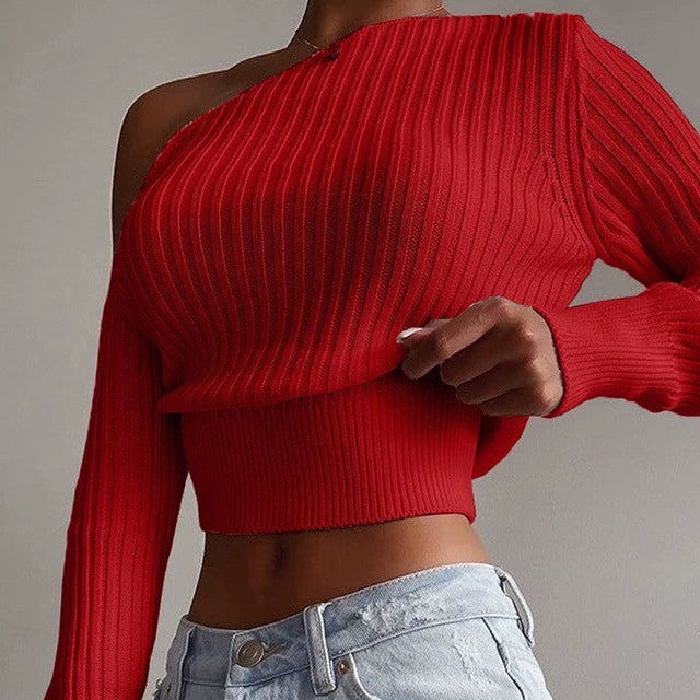 Feminine Fit Crew Neck Knit Sweater