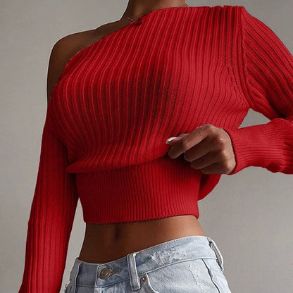 Feminine Fit Crew Neck Knit Sweater