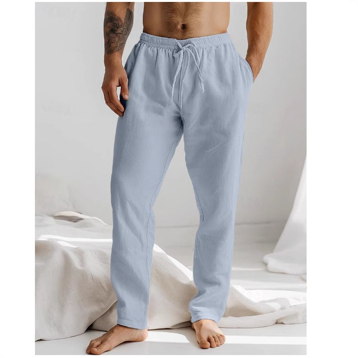 Comfortable Linen Mens Pants Elastic Waistband