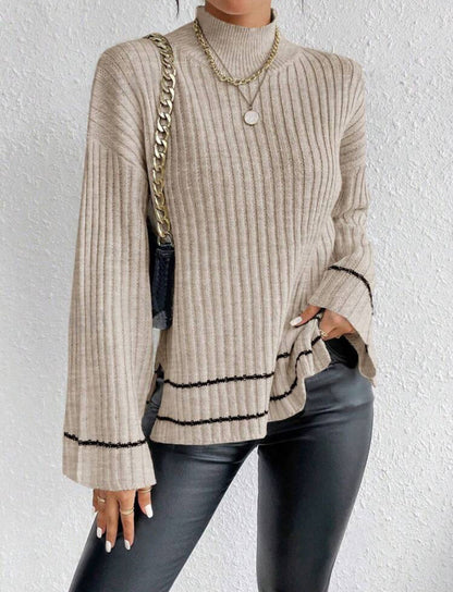 Relaxed Fit Striped Crew Neck Sweater