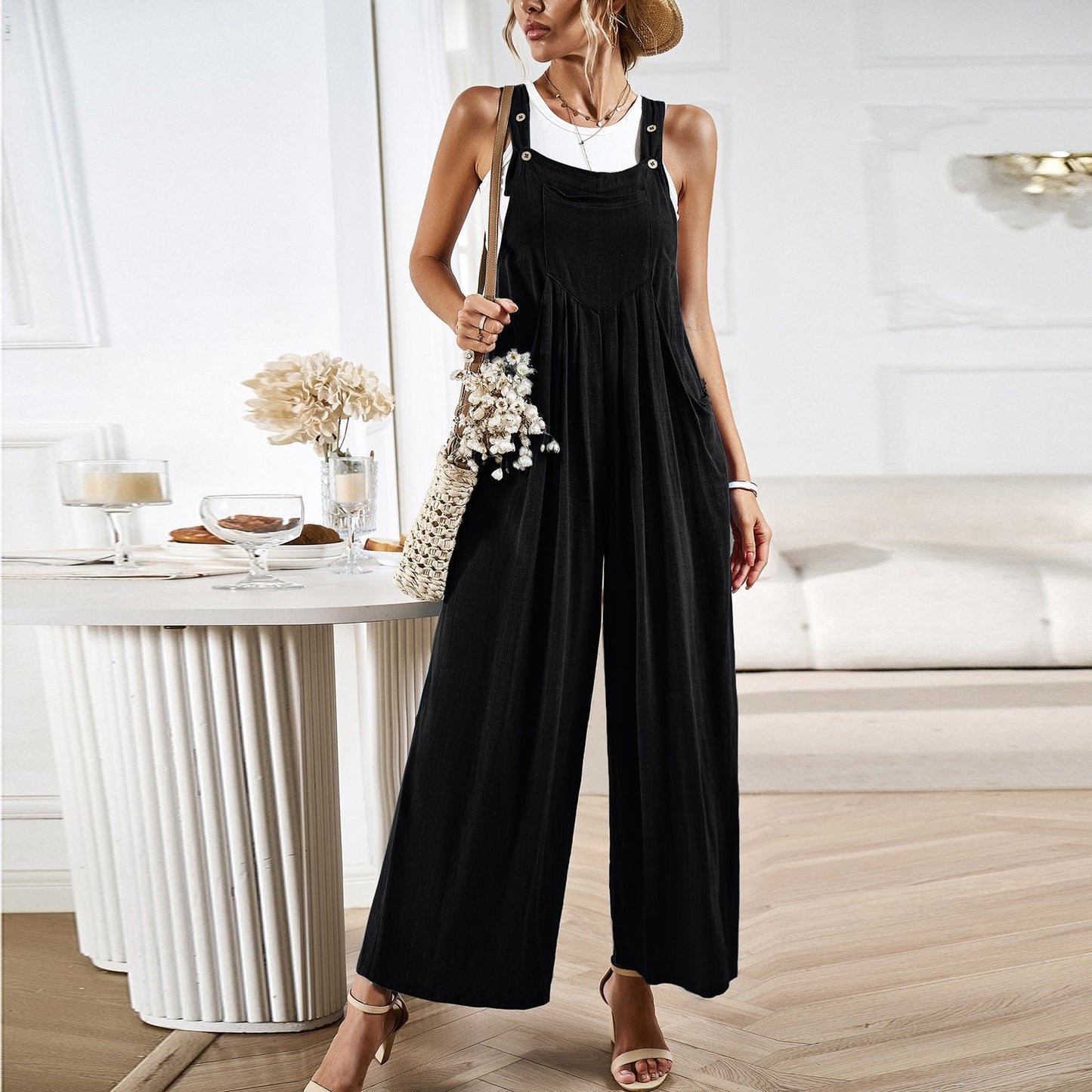Loose Fit Women's Overalls with Adjustable Straps
